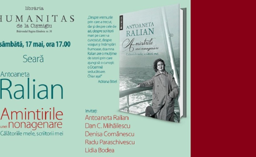 Antoaneta Ralian îşi lansează „Amintirile unei nonagenare”