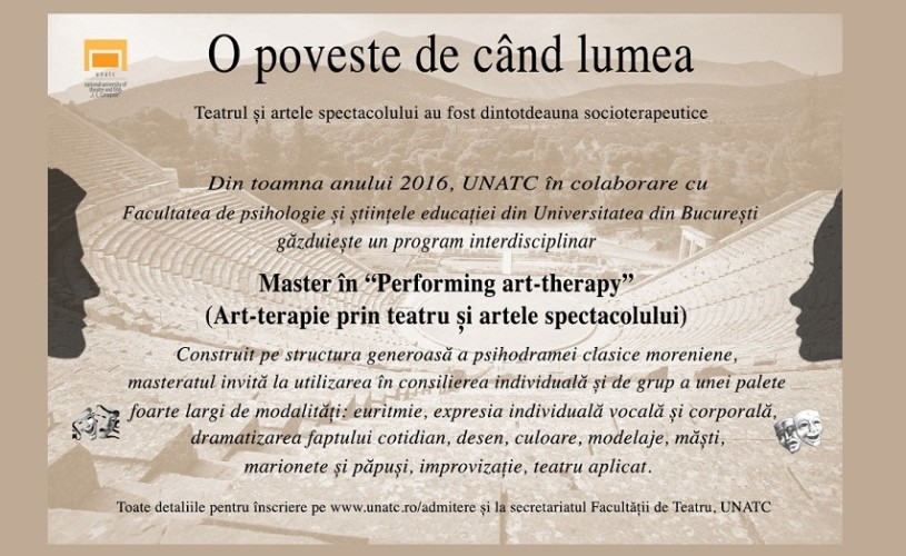 Master Art-terapie prin teatru si artele spectacolului la UNATC