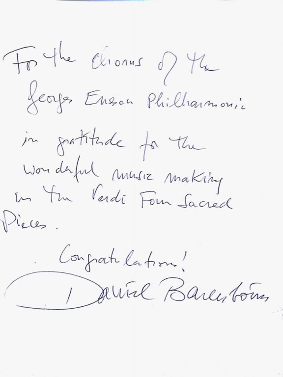 Daniel Barenboim felicita Corul Filarmonicii