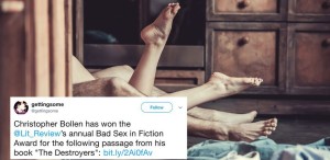 Și cea mai proastă scenă de sex tipărită într-un roman publicat în 2017 este...