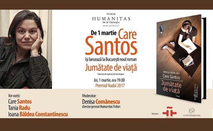 Care Santos revine la București pentru lansarea romanului „Jumătate de viață“