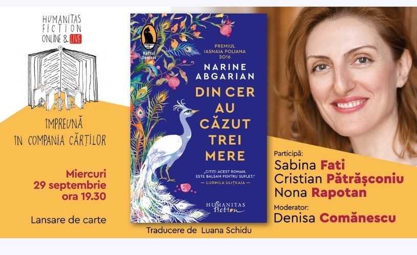 Lansare de carte #online: „Din cer au căzut trei mere“ de Narine Abgarian