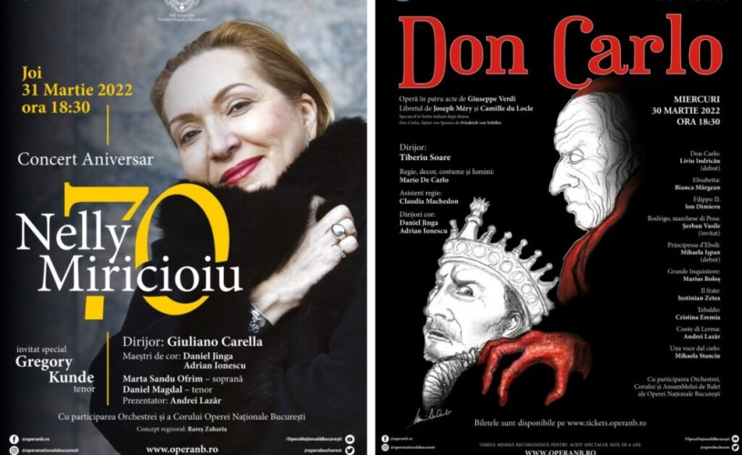 „Don Carlos” și Concert Aniversar „Nelly Miricioiu” la Opera Națională București