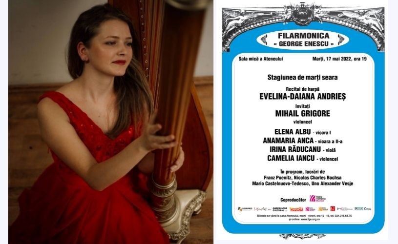 Evelina-Daiana Andrieș – recital de harpă în „Stagiunea de marți seara”