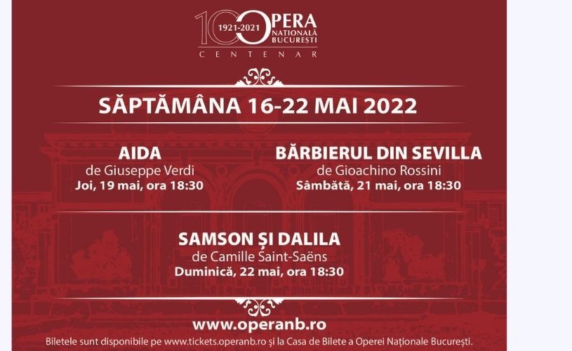 „Aida”, „Bărbierul din Sevilla”, „Samson și Dalila”, pe scena Operei Naționale