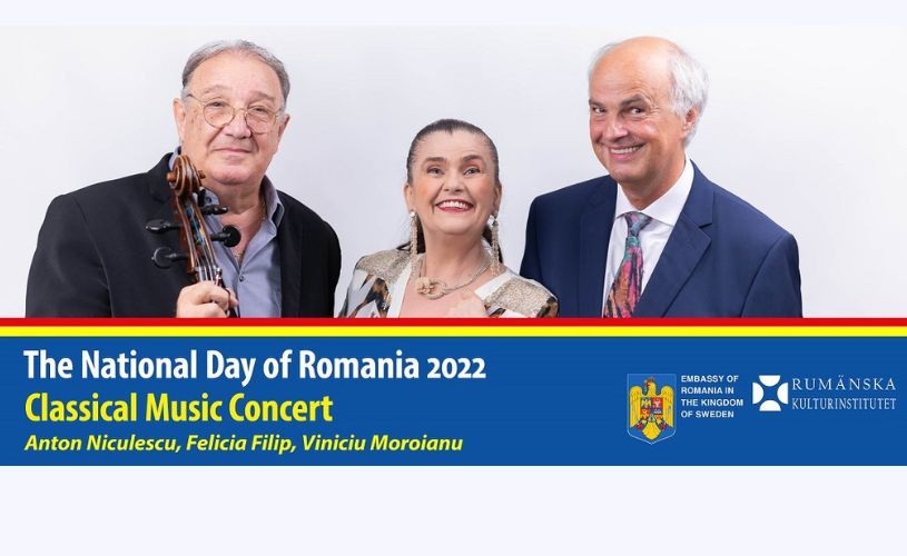 Soprana Felicia Filip, violoncelistul Anton Niculescu și pianistul Viniciu Moroianu, de Ziua Națională a României în concert la Stockholm