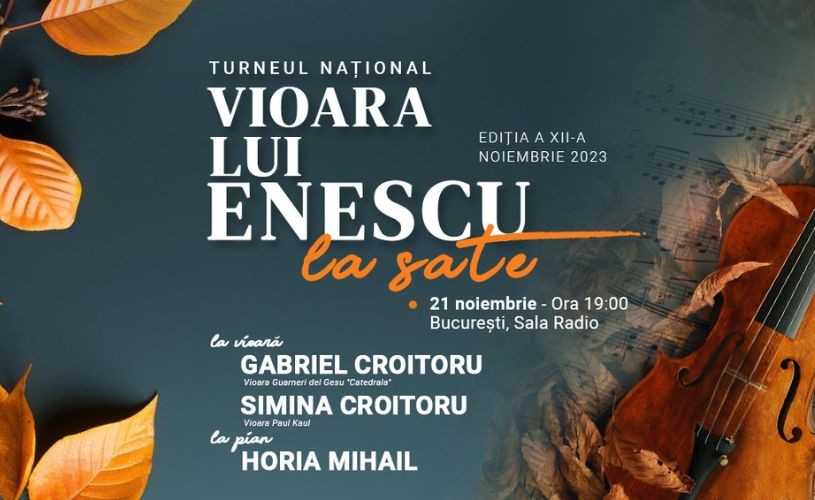 Violoniștii Gabriel și Simina Croitoru continuă povestea turneului ”Vioara lui Enescu” la Deva, Brașov și București, dar şi în satul Petriş